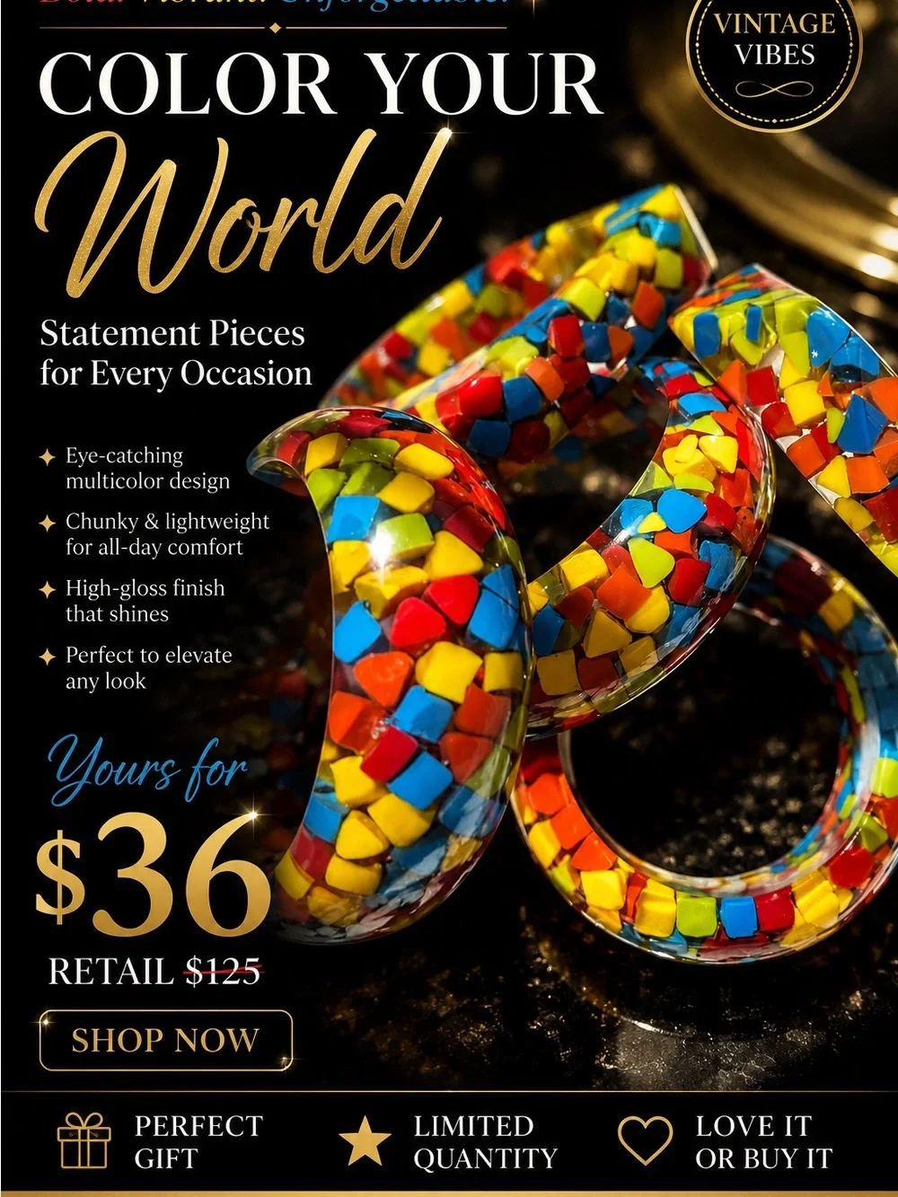 Colorful Multicolor Chunky bangles - Vibrant confetti Mosaic Design